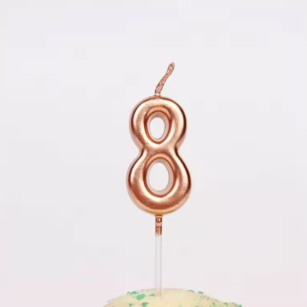 Lumanare de Tort, Model Cifra 8, Party, 4.5 x 2.5 cm, din Parafina, Rose Gold [5]