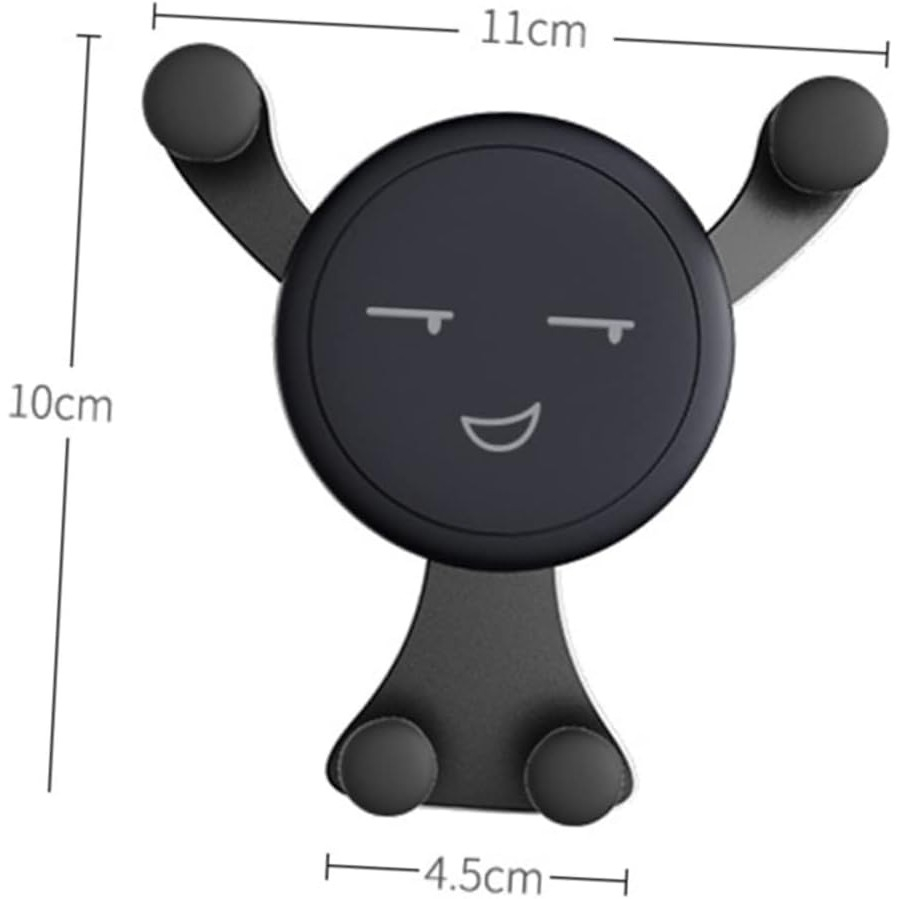 Suport de Telefon, pentru Ventilatie, din ABS si Silicon, 11 x 10 x 4 cm, pentru Telefon 4.0 - 6.0 inch, Model Smiley Face, Negru [3]