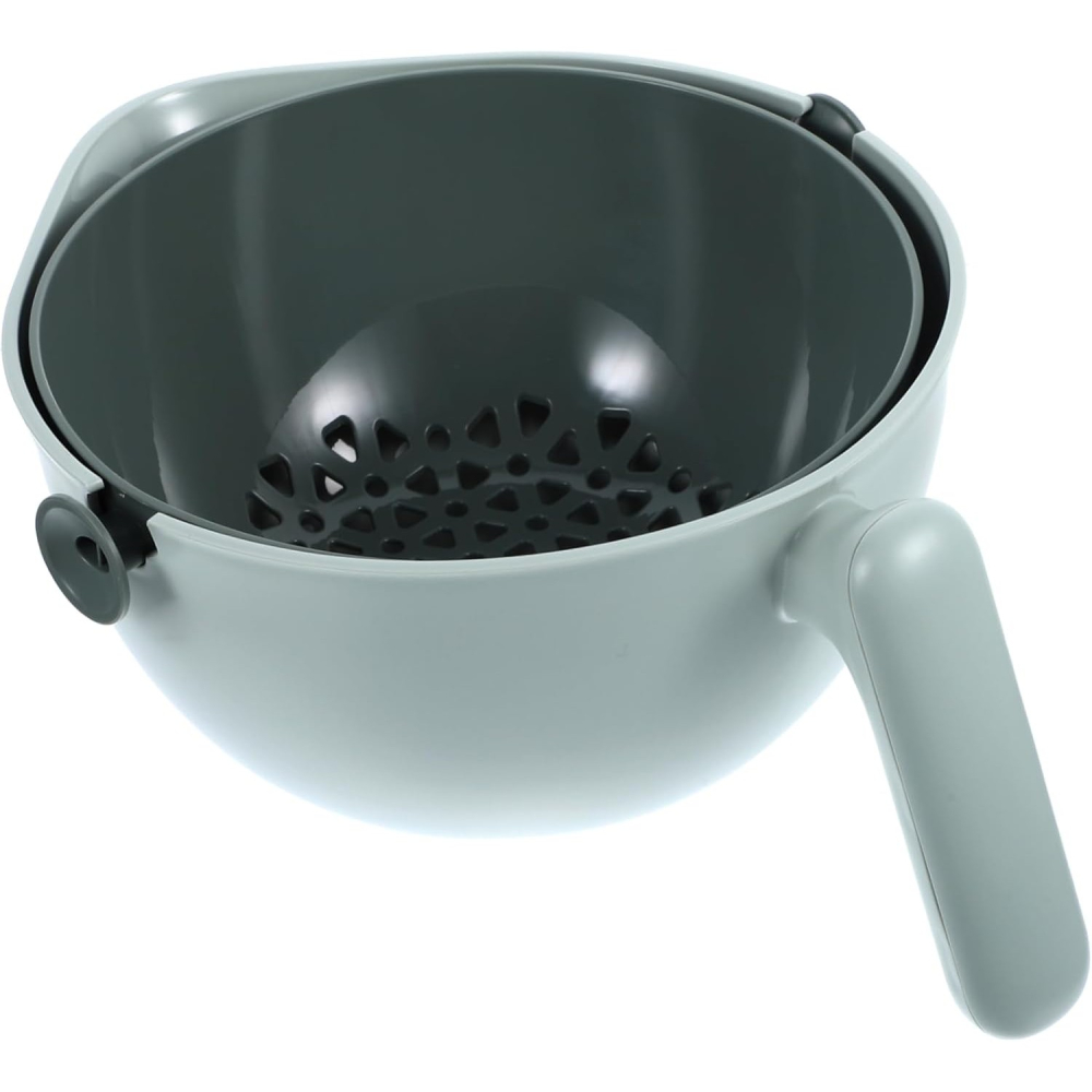 Bol cu Doua Straturi, pentru Fructe, Legume, cu Cos de Scurgere a Apei, 2L, din ABS+PP, 29.9 x 22.5 x 11.8 cm, Verde [3]