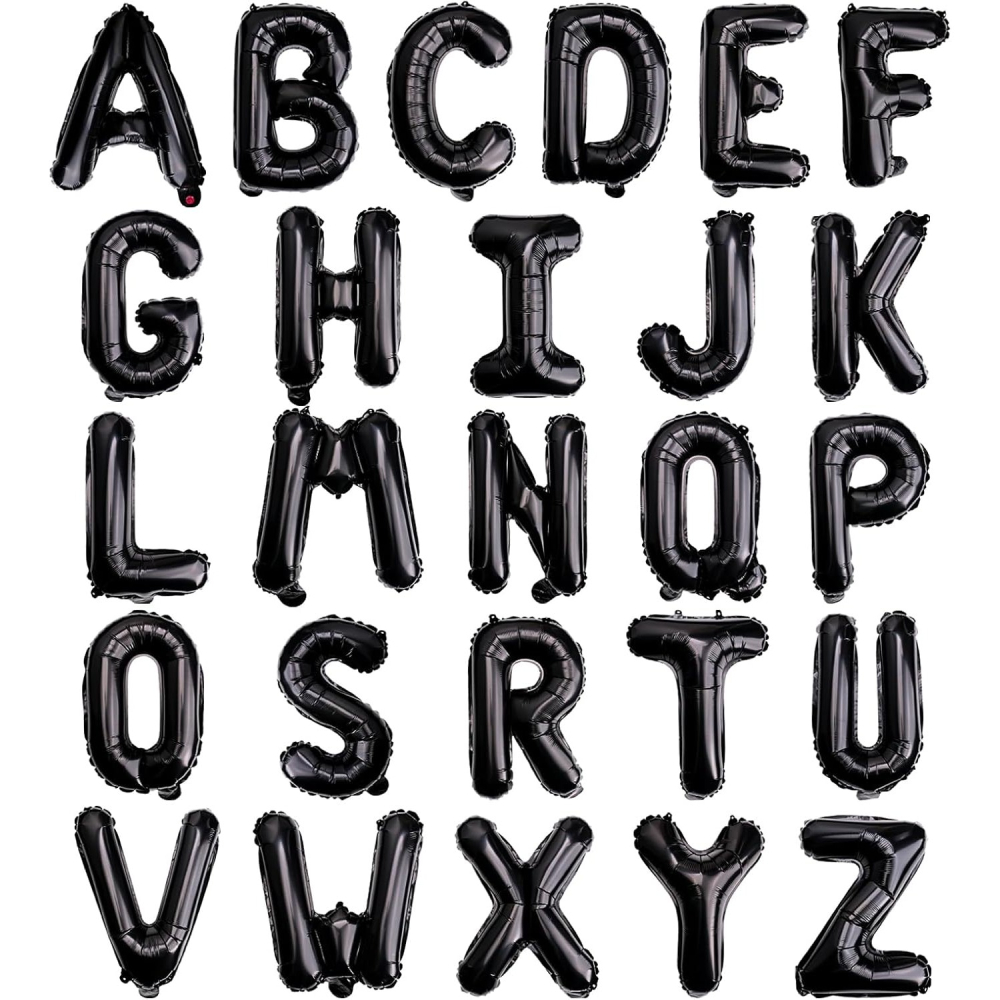 Balon din folie metalizata, 40 cm, Balon Folie Metalizata Litera D, 40 cm, Umflati cu Heliu sau Aer, Ambalaj Individual, Pai inclus, Negru, Litera D [2]