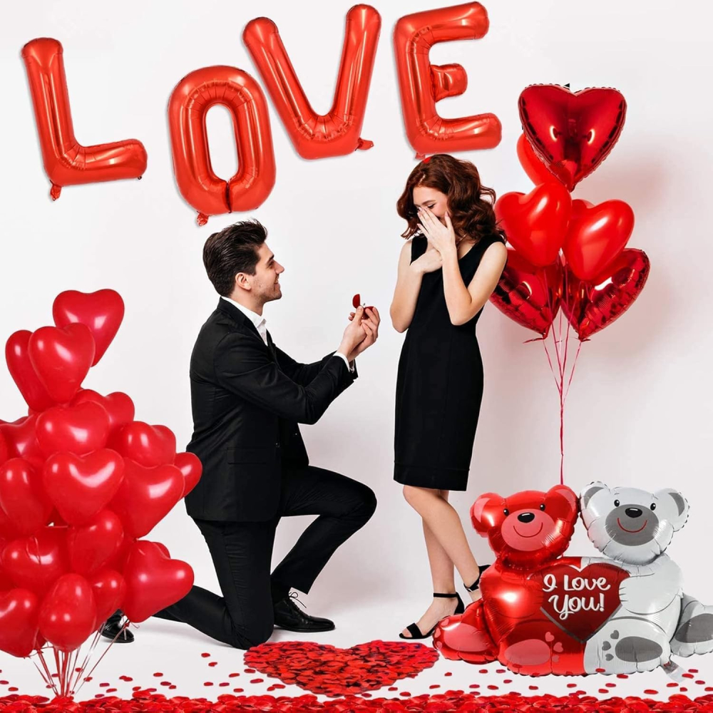 Balon Folie Metalizata Litera L, 40 cm, Umflati cu Heliu sau Aer, Ambalaj Individual, Pai inclus, Rosu [7]