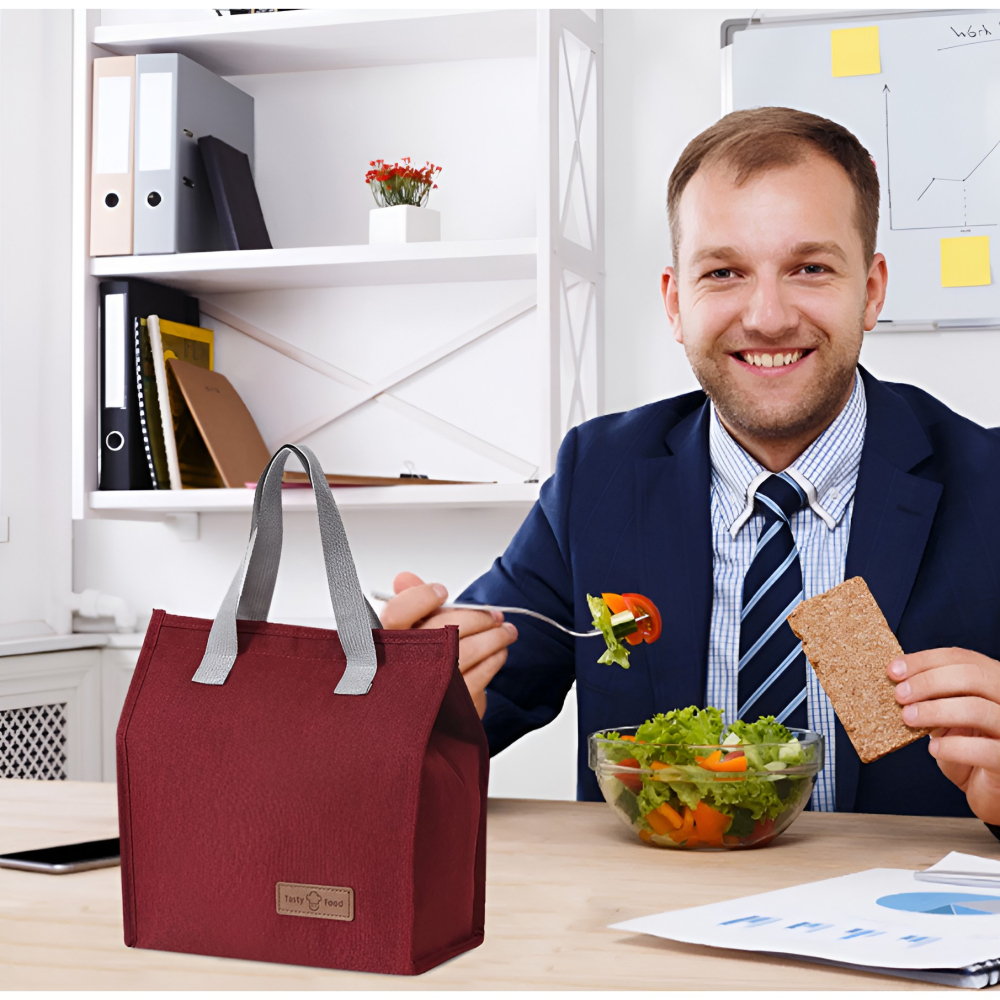 Geanta Termoizolanta Tip Bento Bag Camping Cooler, Aluminiu, 22.5x13x25,5 cm, 3.3 L, Visiniu [3]