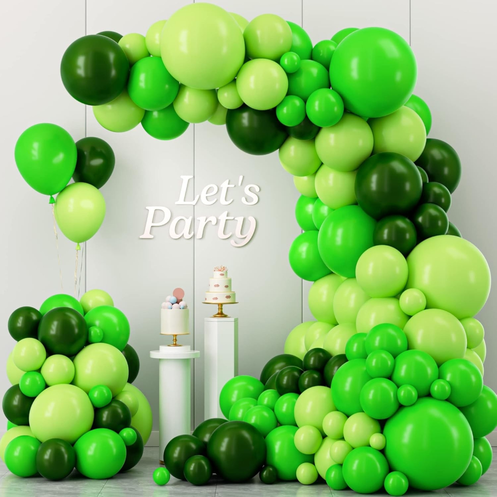Set 10 Baloane din Latex, Model Party, 30 cm, Verde Diferite Nuante, 2.8 g [4]