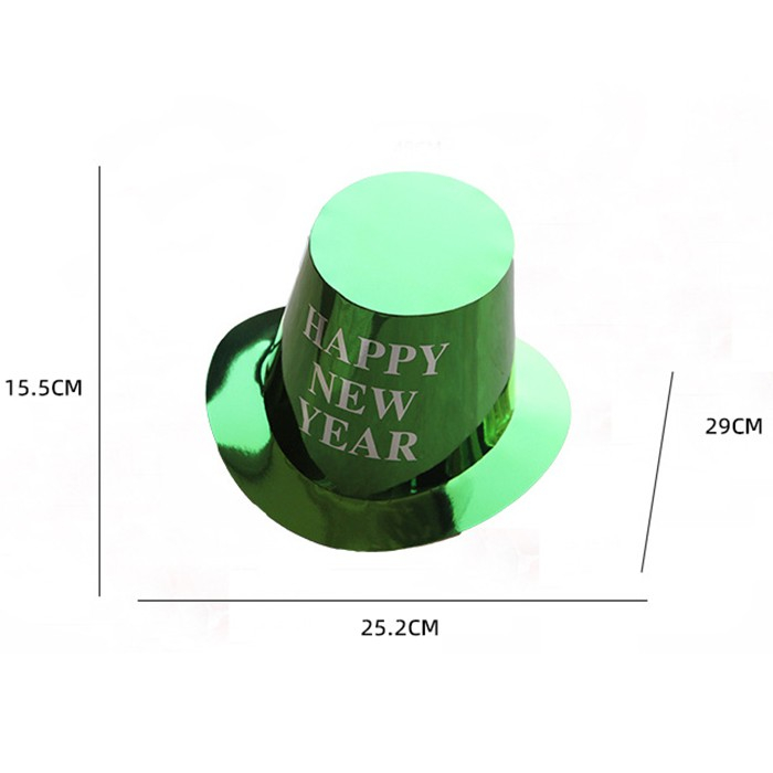 Palarie Happy New Year pentru Revelion, Palarie Festiva de Anul Nou, Palarie Magica din Hartie, 29 x 25 x 15.5 cm, Colorata Sclipitor Verde [3]