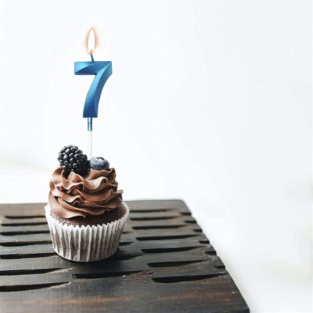 Lumanare Cifra 7, Model Diamond, 5 x 3.4 cm, Albastru [2]