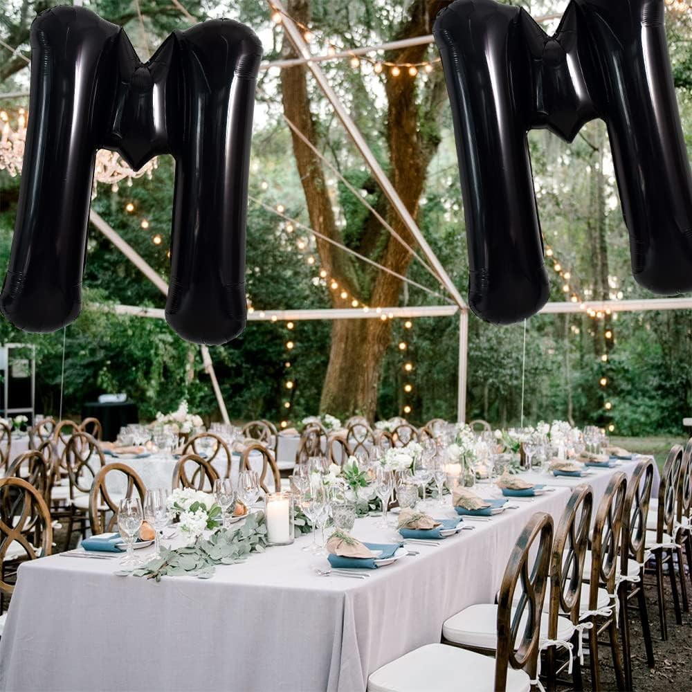 Balon Folie Metalizata Litera M, 40 cm, Umflati cu Heliu sau Aer, Ambalaj Individual, Pai inclus, Negru [4]