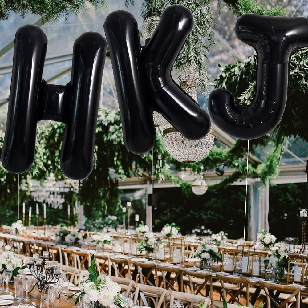 Balon Folie Metalizata Litera J, 40 cm, Umflati cu Heliu sau Aer, Ambalaj Individual, Pai inclus, Negru [3]