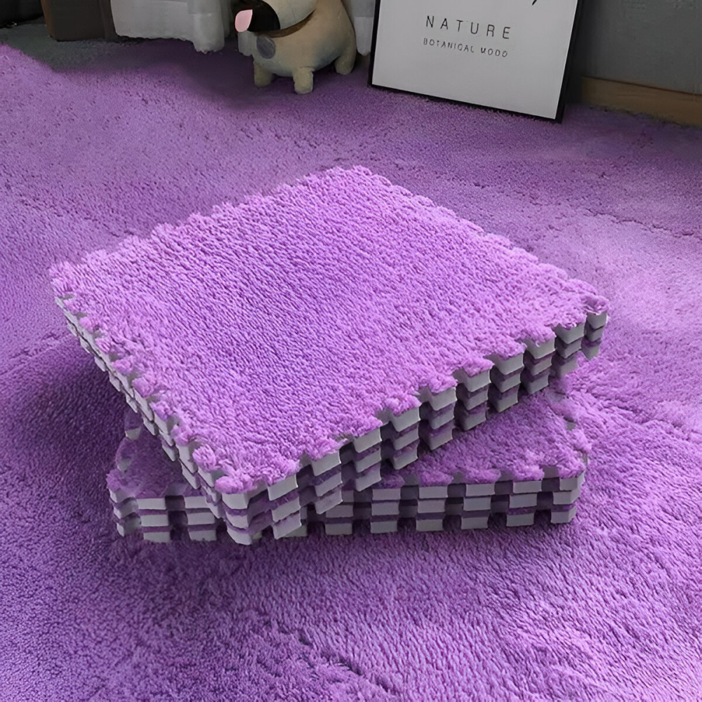 Set 10 Piese Covor tip Puzzle, Spuma EVA, Pufos, 30 x 30 x 1 cm, Mov [2]