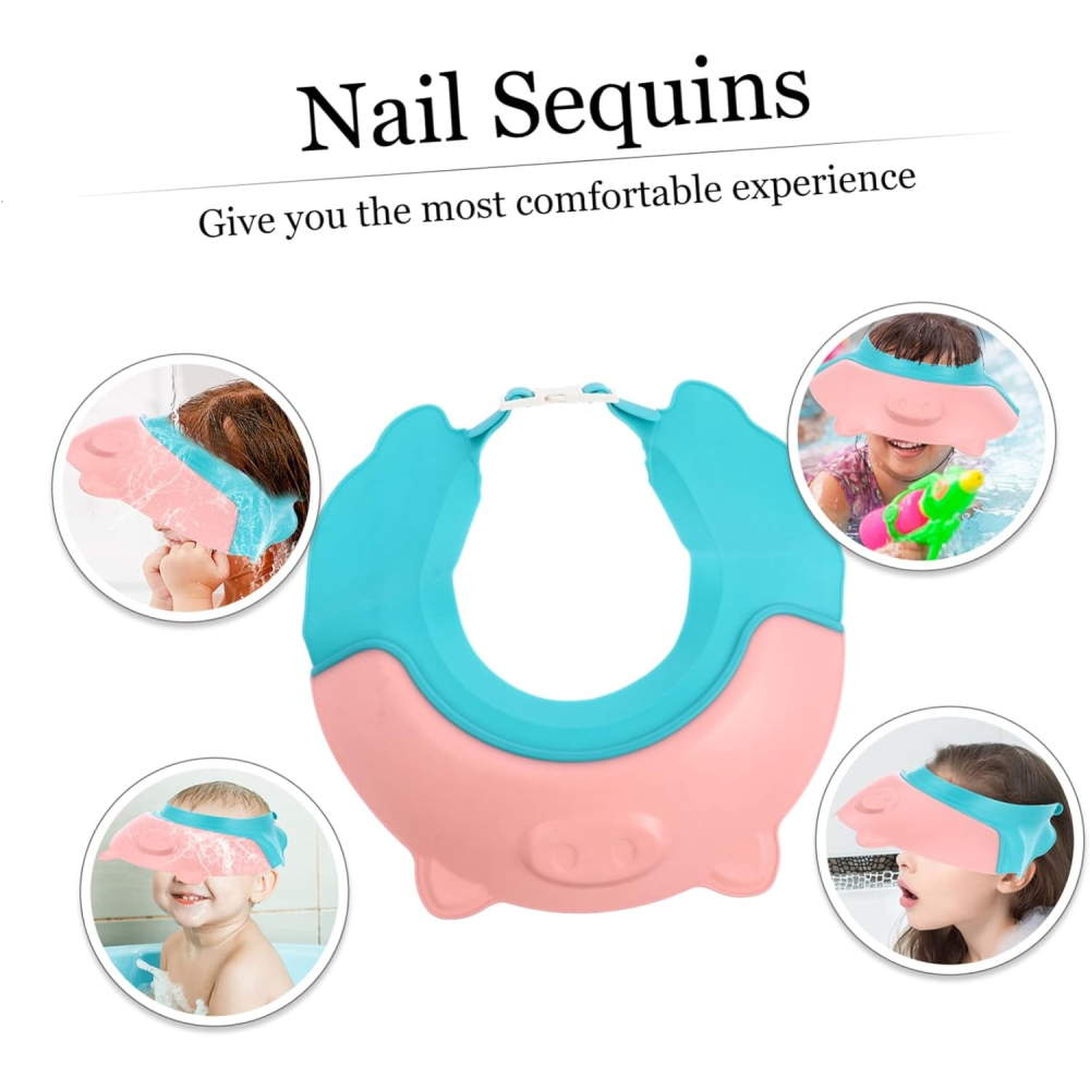 Viziera de Protectie Baie Pentru Copii, Fippy, Model Purcelus, Dimensiune ajustabila, Durabil, Usor de curatat, Impotriva Samponului, pentru Ochi si Urechi, TPE+PP, 23x23 cm, Roz [9]