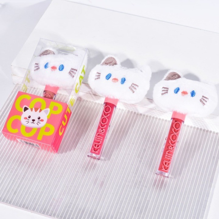 Luciu de Buze, Kevin&amp;Coco, Animat de Plus, Model Pisica, Alb [2]