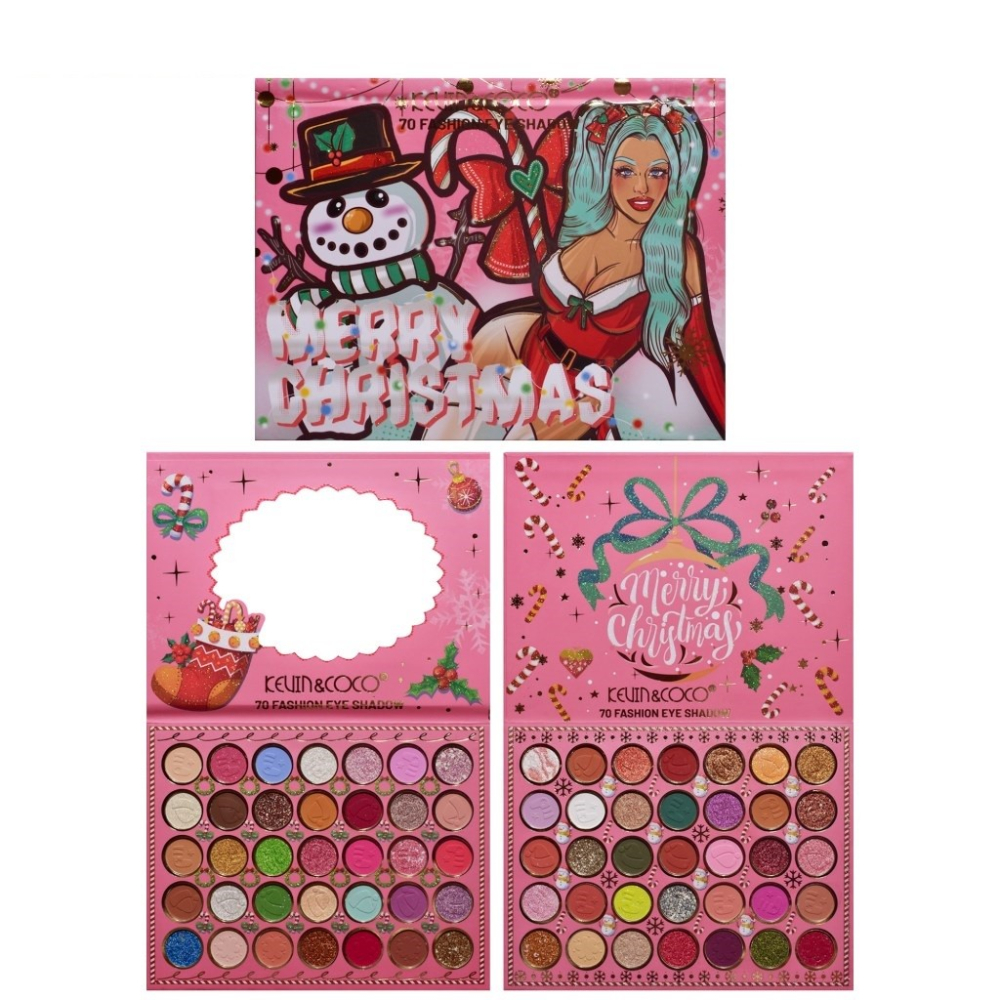 Trusa de Machiaj, KEVIN &amp; COCO, Snowy Christmas, 70 culori, 22.5 x 17 x 2 cm, Multicolor [9]