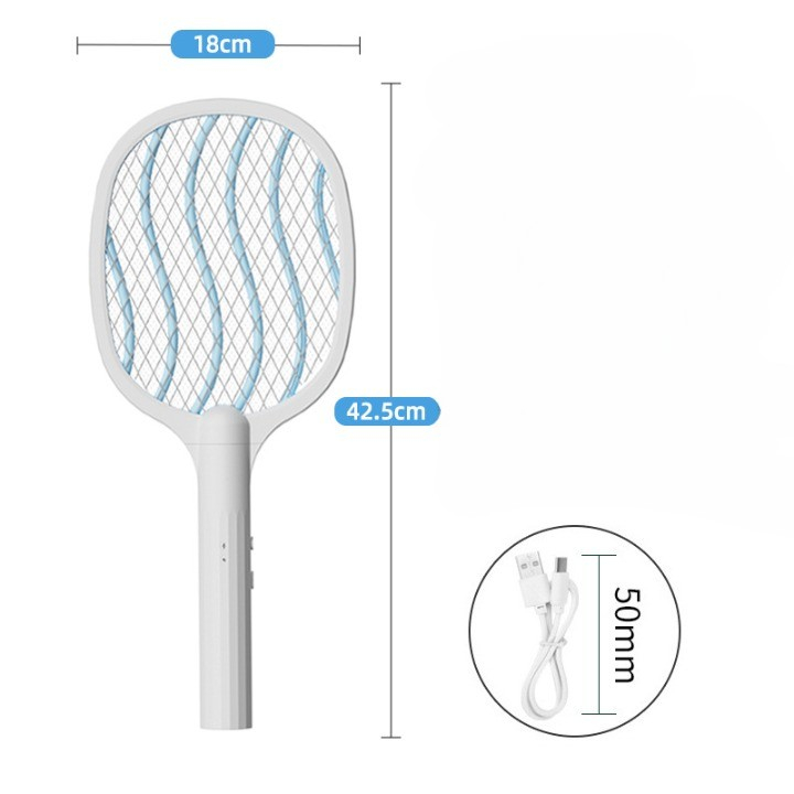 Lampa Electrica Impotriva Tantarilor, 42.5 x 18 x 9.2 cm, Reincarcabila cu Cablu USB Inclus, Plasa din Aluminum, Alb [3]