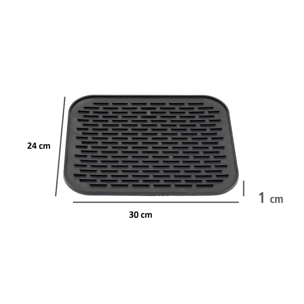 Covoras din Silicon pentru Scurgere Vase, Uz Casnic, Rezistent la Temperaturi Ridicate, Izolator, 30x24 cm, Negru [2]