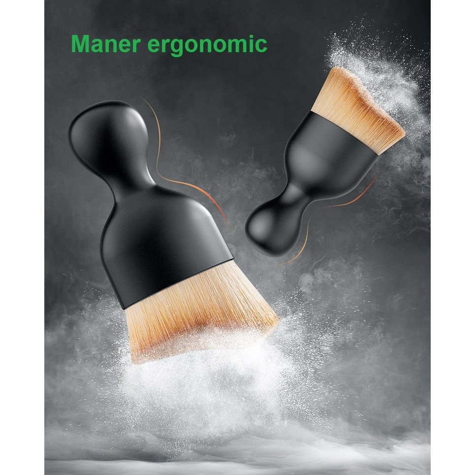 Pensula Multifunctionala, Pentru Machiaj sau Indepartat Praful din Masina, Par Sintetic, cu Capac de Protectie, Negru [6]