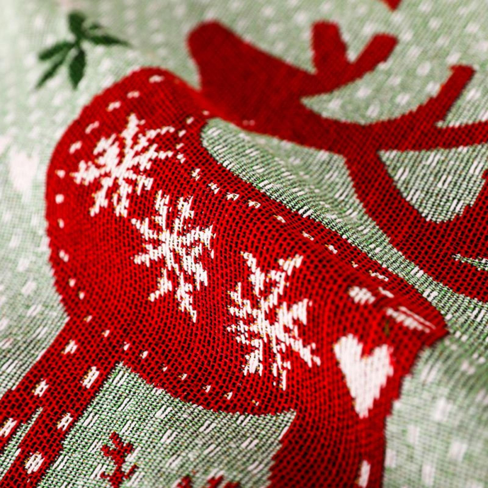 Servet de Masa, Model Ren si Globuri, Tematica Craciun, Prosop pentru Masa, 47x33 cm, Bumbac si Fibre Sintetice, Rosu [8]