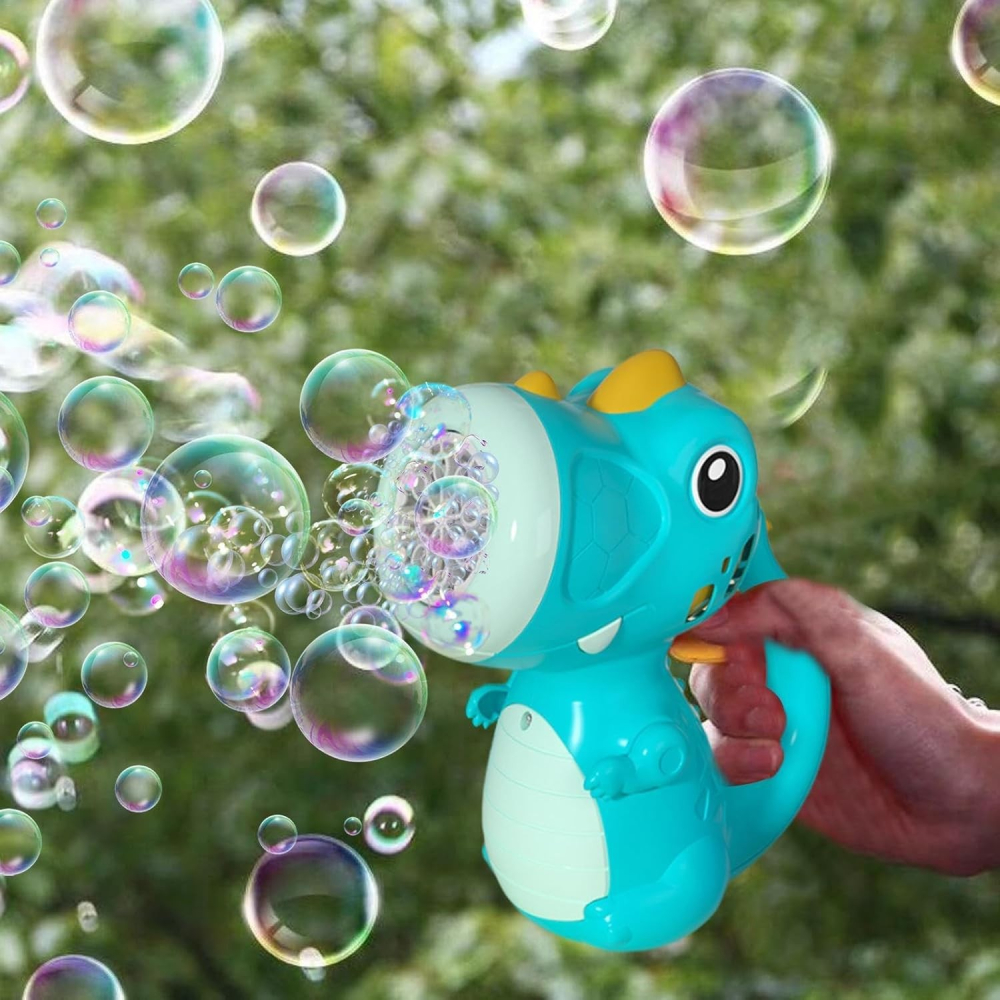 Jucarie Interactiva pentru Baloane de Sapun, Sunete si Lumini, Model Dinozaur, cu 8 Orificii, 17.1 x 10.4 x 21.5 cm, Albastru [5]