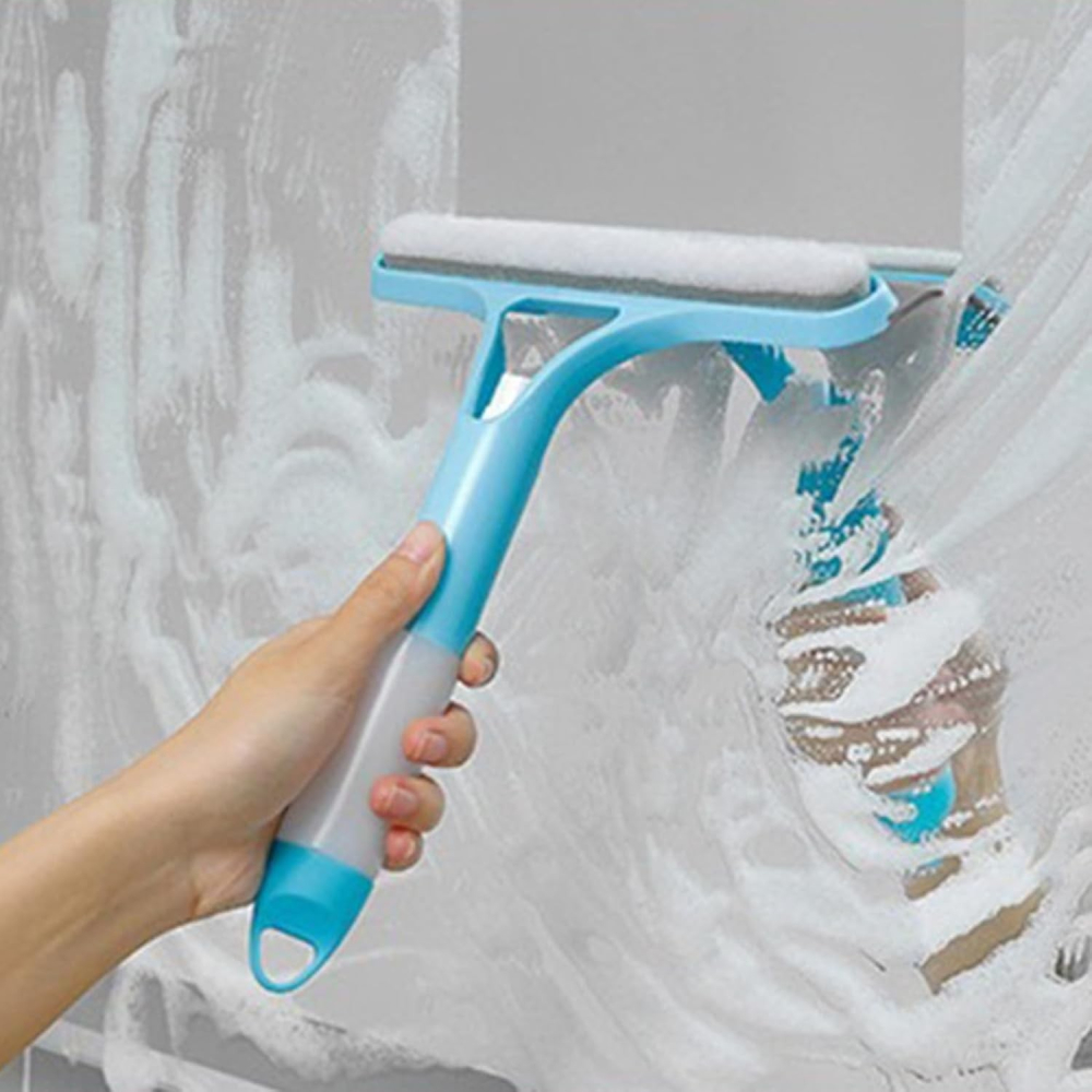 Racleta de Curatare 3 in 1, Multifunctional, Pentru Casa si Masina, Pulverizator de Spray, Racleta din Silicon si Burete, 21.5 x 25.7 cm, Albastru [3]