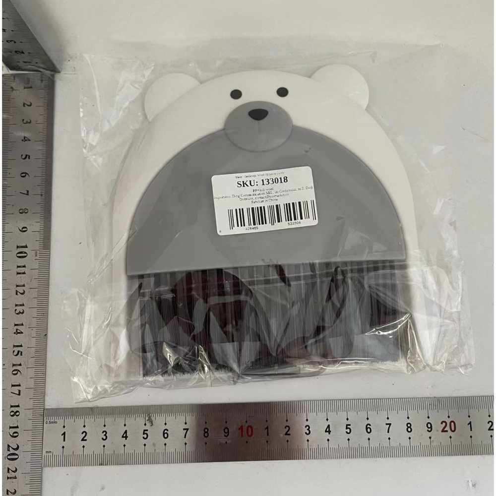 Set Matura si Faras, Pentru Birou, din PP, Model Ursulet, 23.5 x 18 cm, Gri [2]