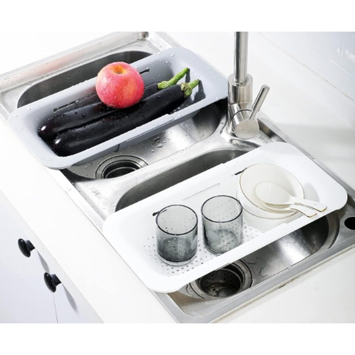 Cos de Scurgere pentru Chiuveta de Bucatarie, Plastic, Telescopic, 36x20x5 cm, Alb [3]