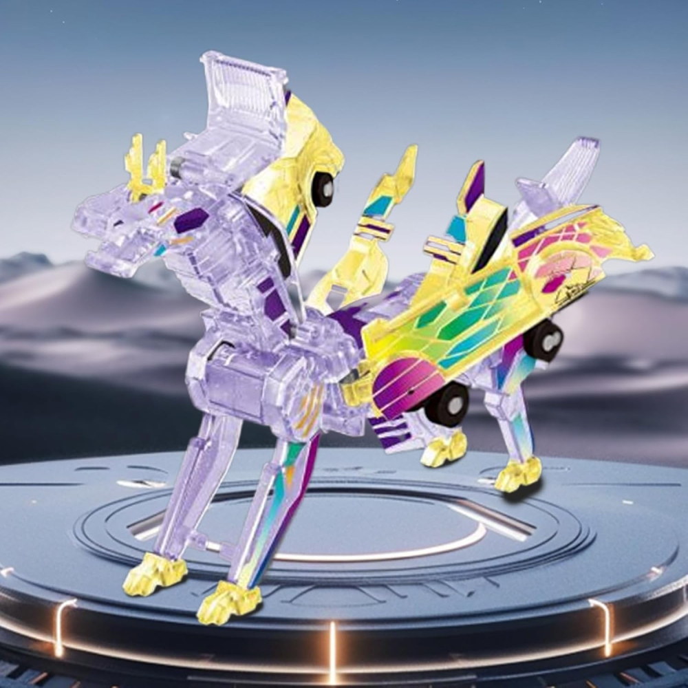 Jucarie Transformabila 2in1, Crystal Wing Flying Dragon, Masina/Dragon, Atractie Magnetica, Fluorescent, +3 Ani, din ABS, Multicolor [3]