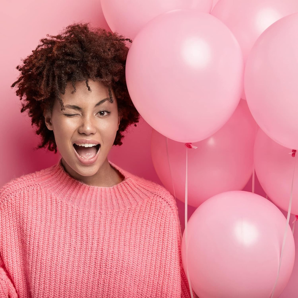 Set 10 Baloane din Latex, Model Party, 13 cm, 1 g, Roz [5]