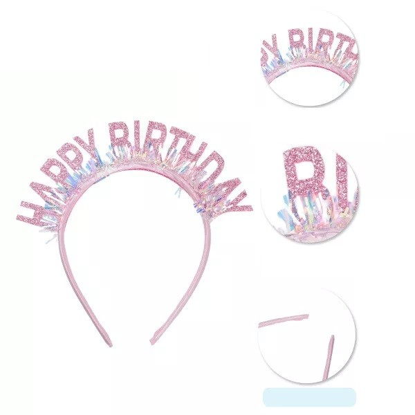 Coronita Decorativa pentru Petreceri, Tema Aniversare, Model Happy Birthday, Marime Universala, Rose [4]
