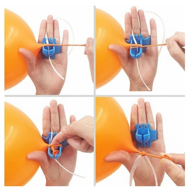 Dispozitiv de Legat Baloane, din Plastic, pentru Mana, 6.5 x 5.5 cm, Albastru [2]