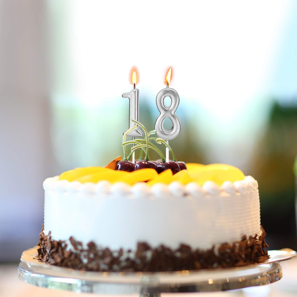 Lumanare de Tort, Model Cifra 1, Party, 4.5 x 2.5 cm, din Parafina, Argintiu [4]