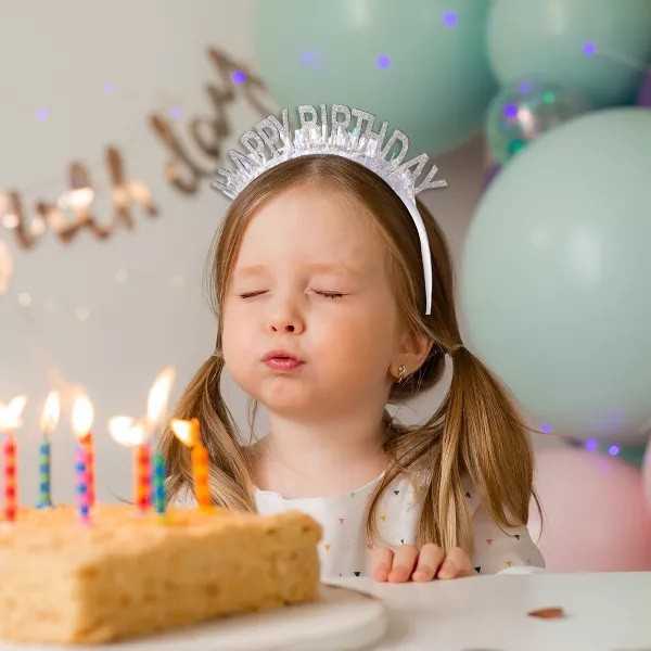 Coronita Decorativa pentru Petreceri, Tema Aniversare, Model Happy Birthday, Marime Universala, Argintiu [2]