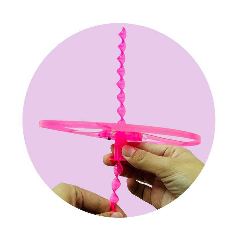 Jucarie Disc Zburator, Distractiv pentru Copii, Aruncator Manual din Plastic, cu Lumini, Roz [3]