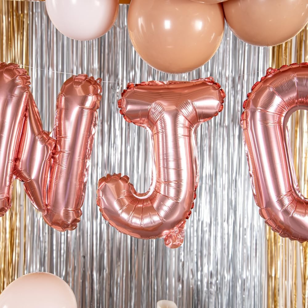 Balon Folie Metalizata Litera J, 40 cm, Umflati cu Heliu sau Aer, Ambalaj Individual, Pai inclus, Rose Gold [6]