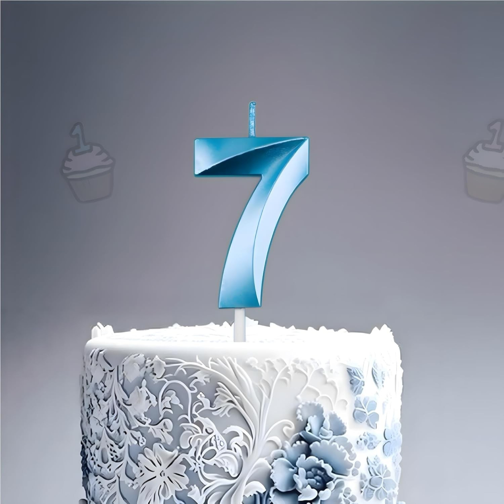 Lumanare Cifra 7, Model Diamond, 5 x 3.4 cm, Albastru [7]