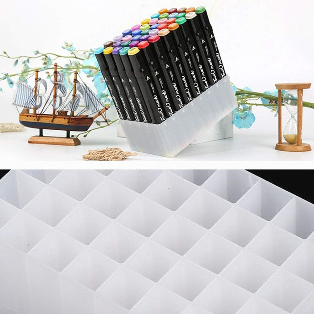 Suport De Depozitare, pentru Markere, Suport Pentru Stilouri, Cutie De Depozitare pentru Birou, Multi-Functionala, 60 Spatii, Alb/Negru [3]