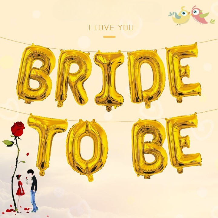 Set Baloane din Folie Metalizata, Model Bride to Be, Litere de 40 cm, Baloane Party, Ambalaj Individual, Pai Inclus, Umflare cu Aer sau Heliu, Auriu [8]