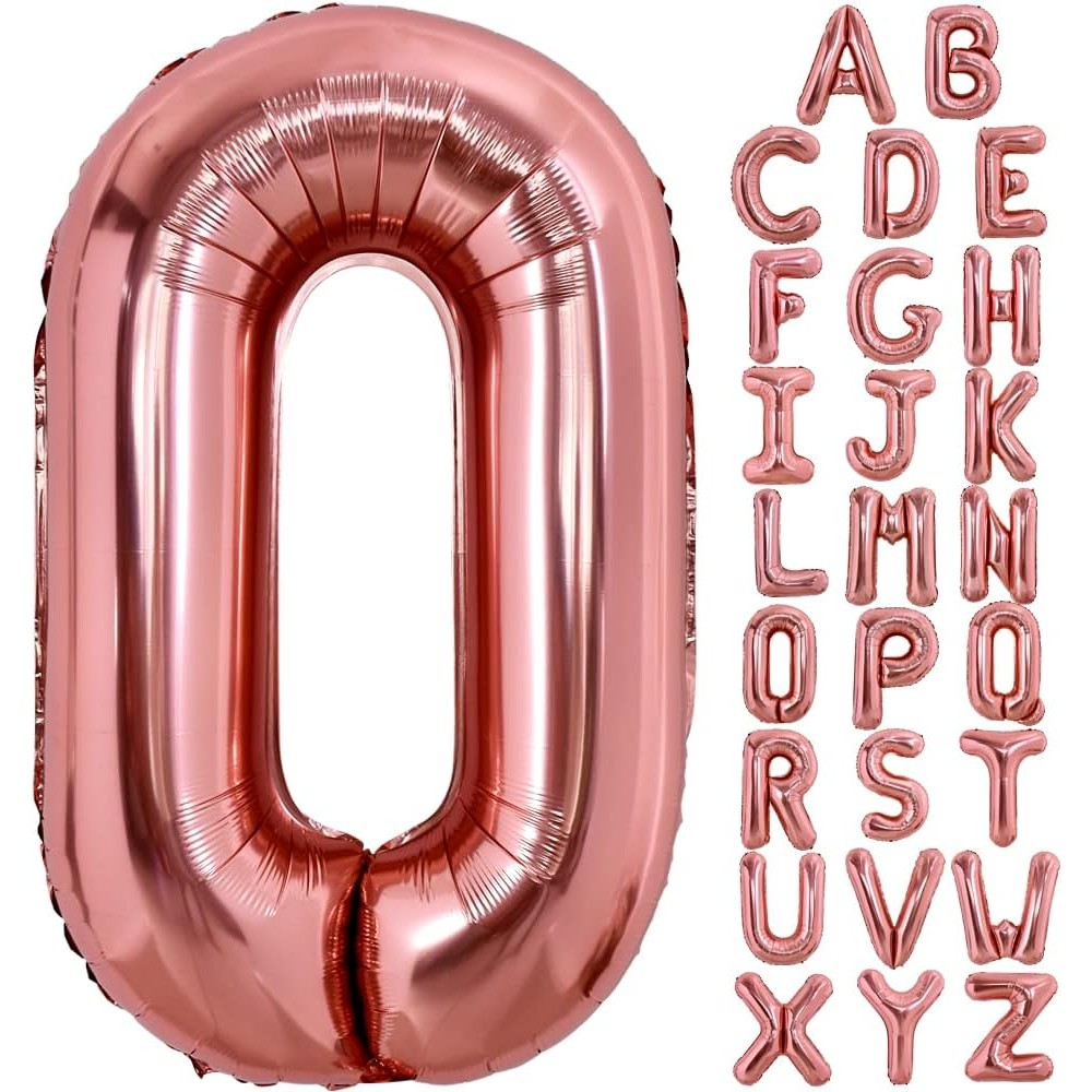 Balon Folie Metalizata Litera O, 40 cm, Umflati cu Heliu sau Aer, Ambalaj Individual, Pai inclus, Rose Gold [3]