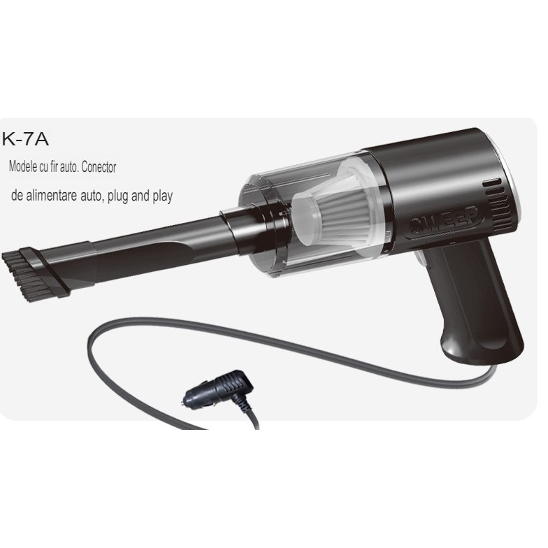 Aspirator Portabil Auto, Tip Pistol K7A, Pentru Casa si Masina, Cablu Auto, 36 x 17 cm, Negru [11]