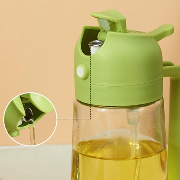 Recipient Ulei 2 in 1, Functie Spray &amp; Turnare, din Sticla, Fara Scurgere, 18.5 x 7.7 cm, 470 ml, Verde [3]