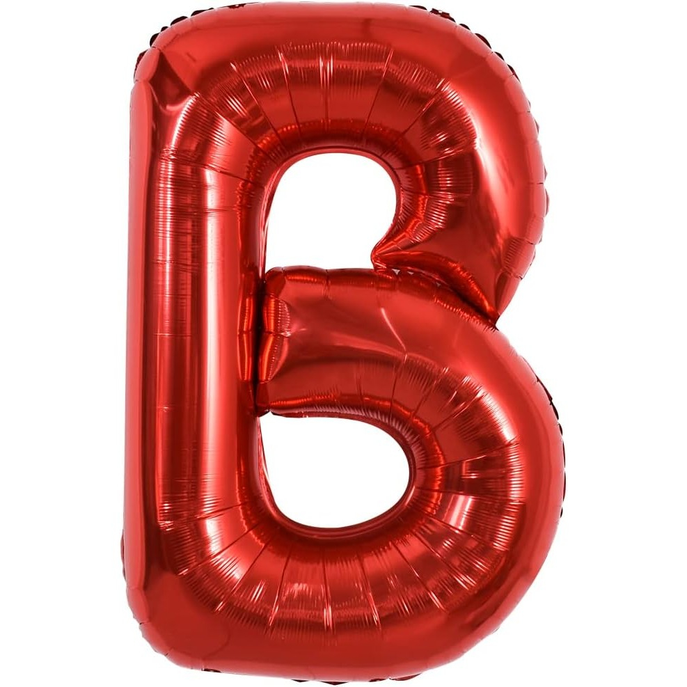 Balon Folie Metalizata Litera B, 40 cm, Umflati cu Heliu sau Aer, Ambalaj Individual, Pai inclus, Rosu [4]