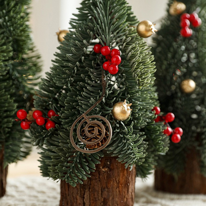 Decoratiune Craciun pentru Masa, Ornament de Decor Model Brad de Craciun de Dimensiuni Mici, pentru Birou si Interior, din Plastic 26 x 12 x 12 cm, Verde [4]