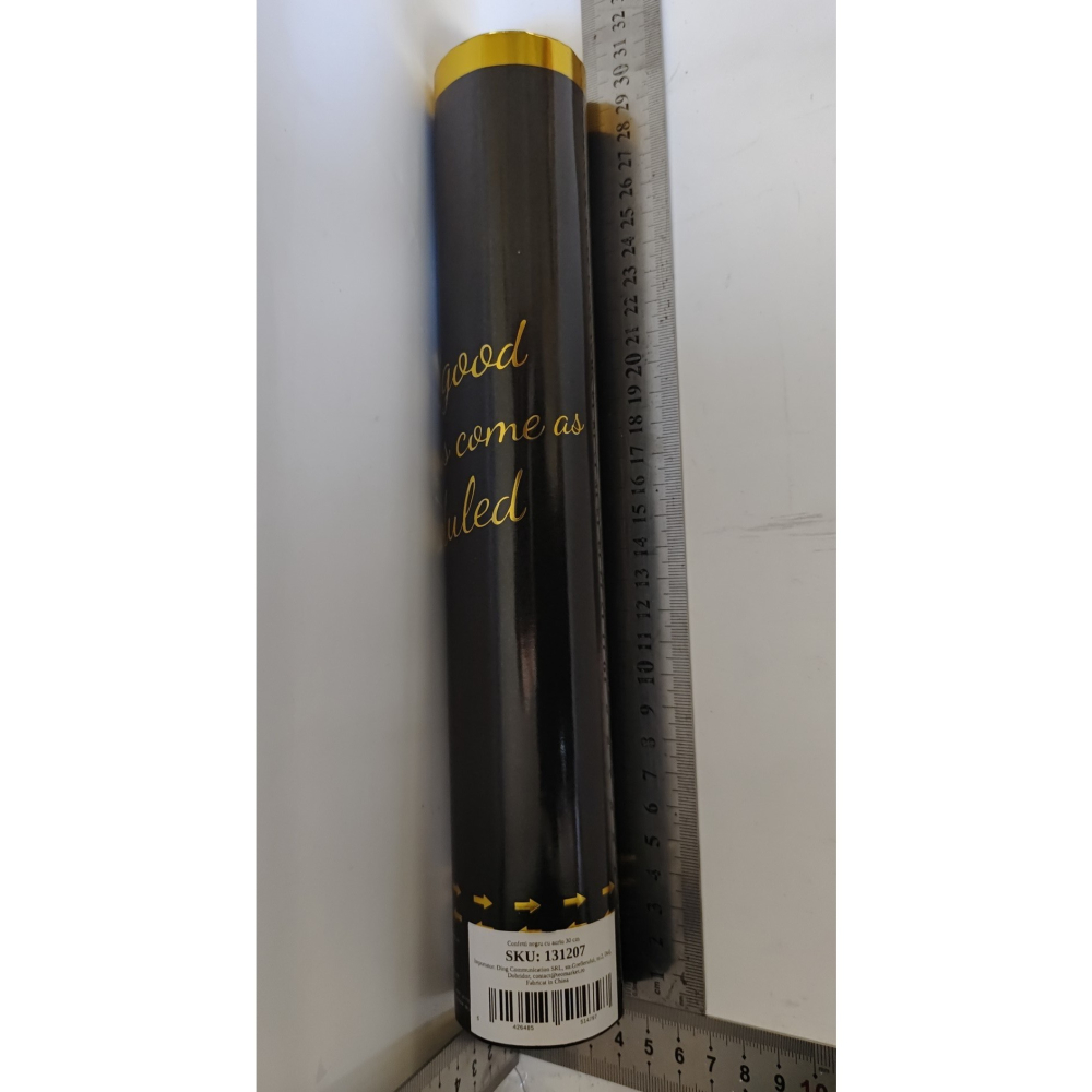 Tun Confetti Petrecere, Lungime 30 cm, Negru/Auriu [4]
