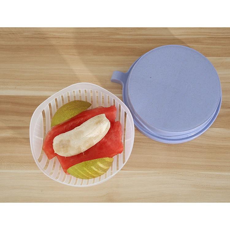 Bol Feliator pentru Salata, Castron Multifunctional pentru Legume si Fructe, pentru Spalat si Taiat Legumele, cu Scurgere si Tocator, Ergonomic, Protectie pentru Maini, 21x18.5x11.5 cm, Mov [6]