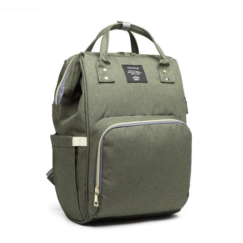 Rucsac Multifunctional pentru Mamici, din Panza Oxford, Compartimentare Multipla, Impermeabil, 43 x 18 x 26 cm, Verde Army [2]