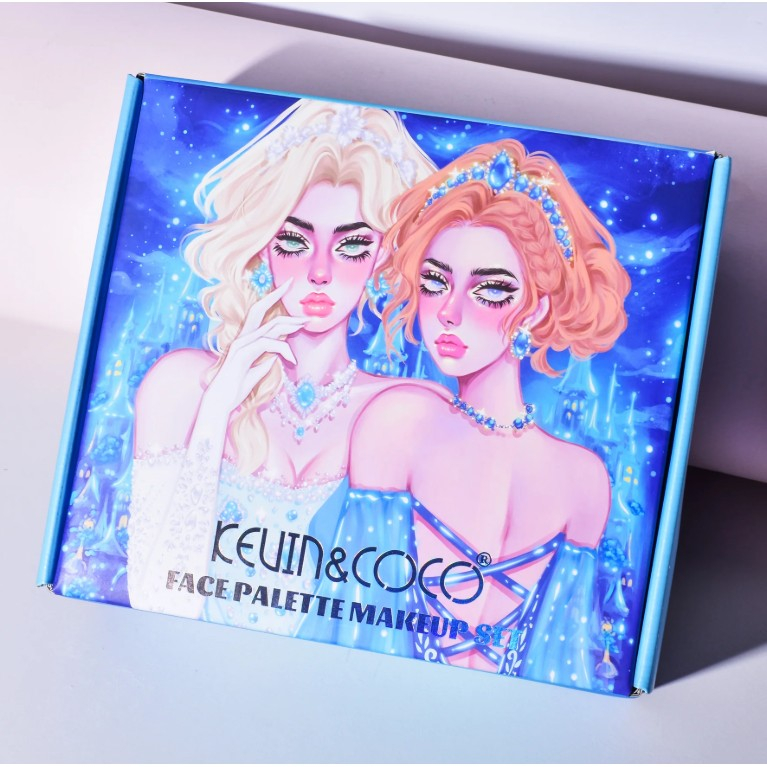 Set de Machiaj Kevin&amp;Coco, 30 de Culori, Farduri de Pleoape, Iluminatoare Lichide, Lip Gloss-uri, Blush, Glitter, Model Regina Ghetii, 24.5x21.2x8.7 cm, Multicolor [2]