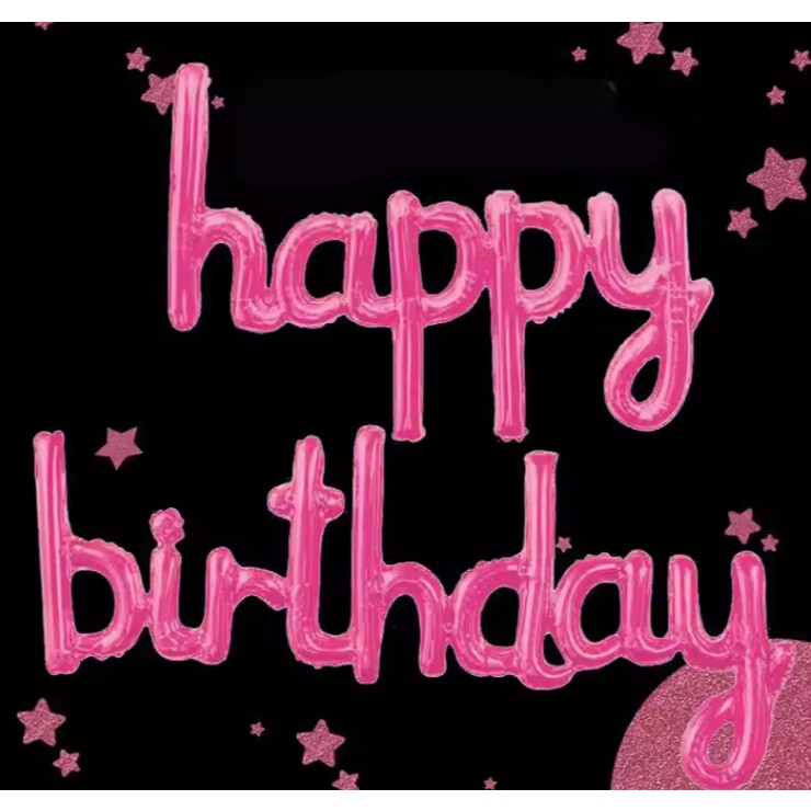 Set Baloane din Folie Metalizata, Model Happy Birthday, 45x85 cm, 45x124cm, Baloane Party, Ambalaj Individual, Pai Inclus, Umflare cu Aer sau Heliu, Roz [4]