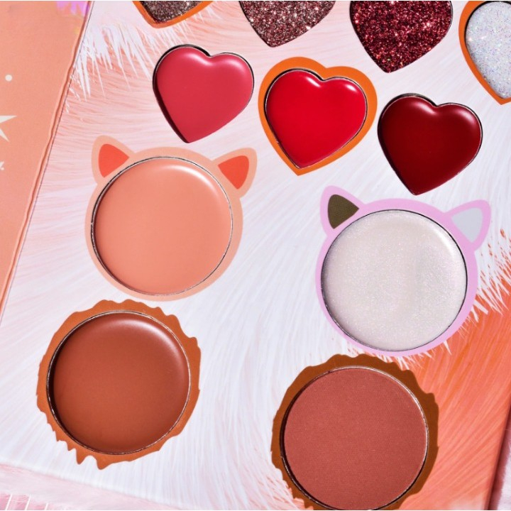 Set de Machiaj Kevin&amp;Coco, 38 culori, Fard Ochi, Iluminatoare si Contouring, Husa Pufoasa, Model Pisicuta, 17.3x12.5x5 cm, Multicolor [2]