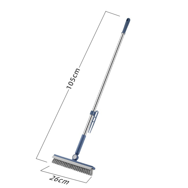 Perie de Curatare pentru Podele si Rosturi, Lungime Maner 105 cm, Capat Pivotant 180 Grade, Peri din PP, Otel si Plastic, Cleste pentru Scame si Par Inclus, Albastru [5]