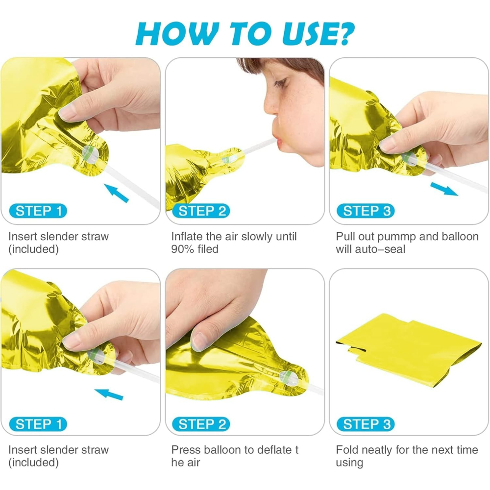 Balon din Folie Metalizata Figurina Cifra, Tema Aniversare 100 cm, Ambalaj Individual, Pai inclus, Umflare cu Aer sau Heliu, Auriu, Cifra 6 [8]