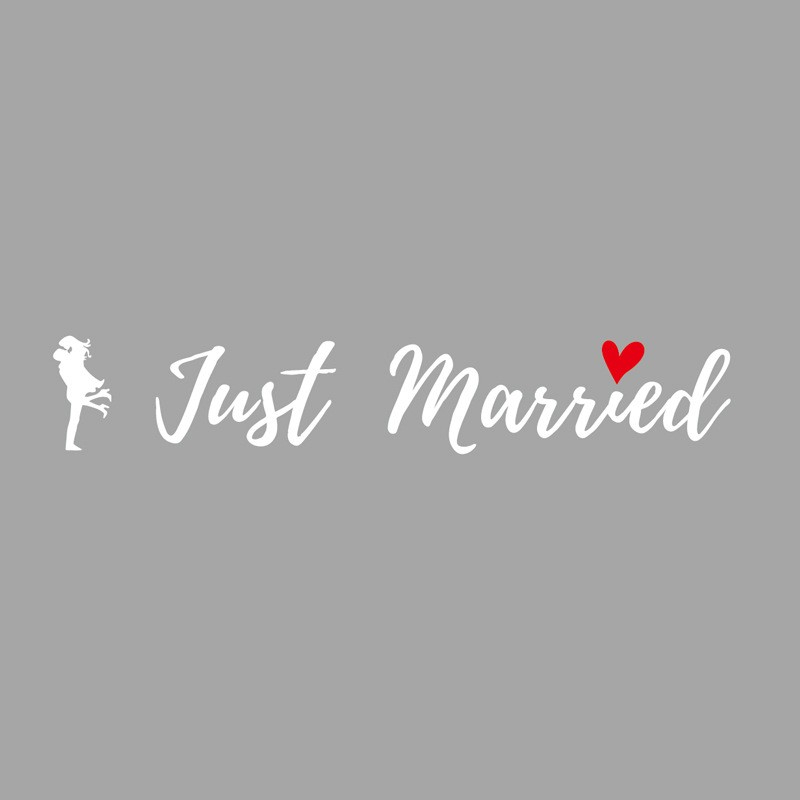 Sticker Autocolant, Tematica Nunta, Model Indragostiti, cu Scris Just Married, 50x11.5 cm, Alb [6]