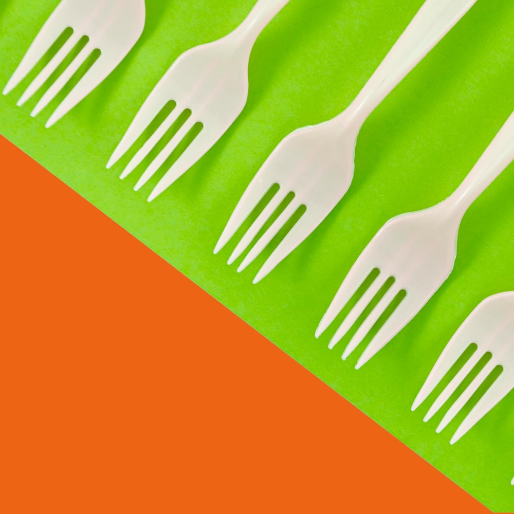 Set 10 Furculite de Unica Folosinta, Plastic, 15.5x2.5 cm, Alb [3]