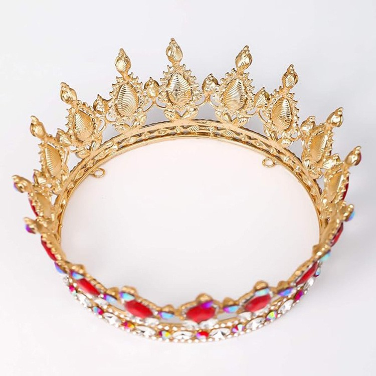 Diadema, din Aliaj, cu Cristale, Accesoriu Par, Aniversare, Nunta, Petrecere, 15 x 5.3 x 12.5 cm, Rosu/Alb [3]